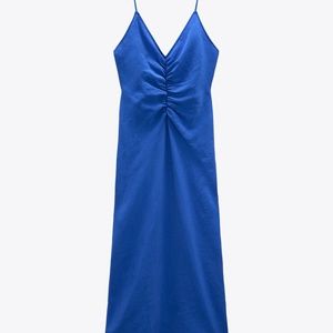 Ruched Linen Dress